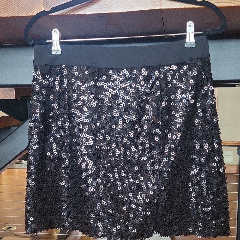 Nanette Lepore Black Sequin Moni Skirt